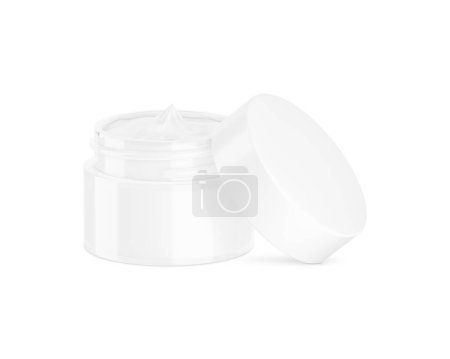 Téléchargez les photos : Une image d'un pot cosmétique blanc isolé sur un fond blanc - en image libre de droit