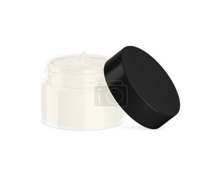 Photo for An image of a cosmetic jar with a black cover isolated on a white background - Royalty Free Image