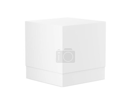 Téléchargez les photos : Image d'une boîte carrée blanche isolée sur un fond blanc - en image libre de droit