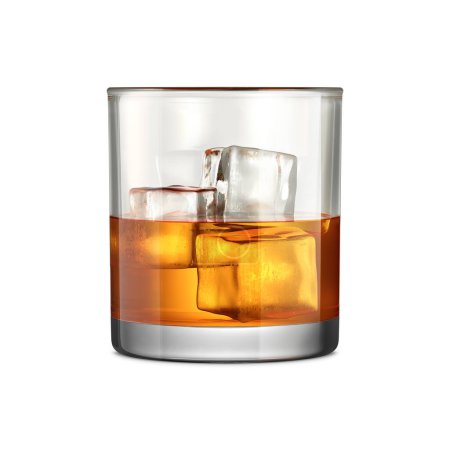 Téléchargez les photos : Image d'un verre de whisky isolé sur fond blanc - en image libre de droit