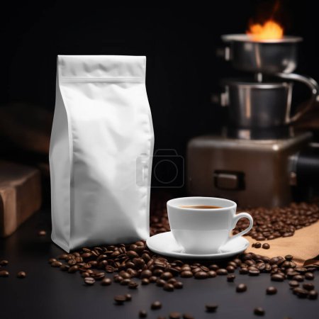 Foto de Una imagen de una bolsa de café aislada sobre un fondo blanco - Imagen libre de derechos