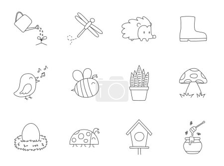 Illustration for Hand Drawn Doodle Spring Elements - Royalty Free Image