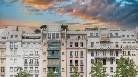 Photo for Paris, typical buildings in the Marais, view from the Pompidou center, sunset - Royalty Free Image