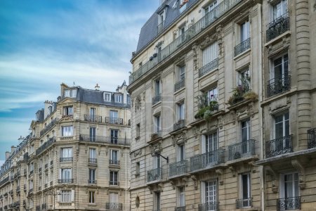 Photo for Paris, ancient buildings avenue Daumesnil, typical facades and windows - Royalty Free Image