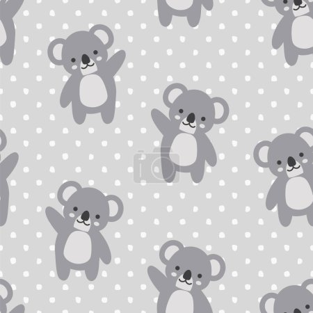 Illustration for Koalas Seamless Pattern Background with dots for baby, vector illustration - Royalty Free Image