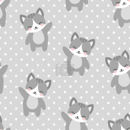 Illustration for Cats Seamless Pattern Background with dots for baby, vector illustration - Royalty Free Image
