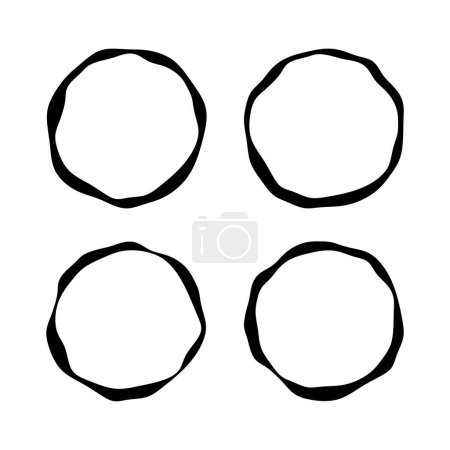 Illustration for Black round icons set, asian logo templates, brush stroke circles - Royalty Free Image