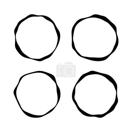 Ilustración de Conjunto de iconos redondos negros, plantillas de logotipo asiático, círculos de pinceladas - Imagen libre de derechos