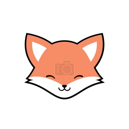 Illustration for Cute Fox Face Vector Icon - Royalty Free Image