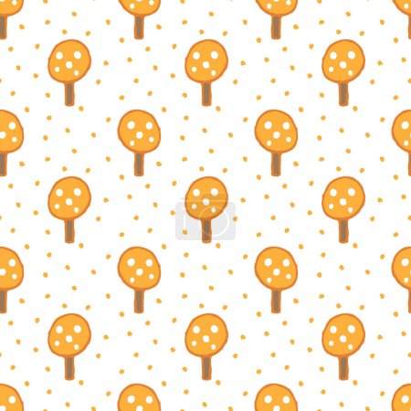 Illustration for Cute trees hand drawn seamless pattern background, vector illustration - Royalty Free Image