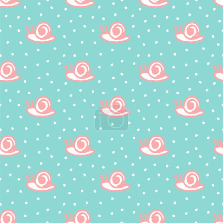 Illustration for Cute snails hand drawn seamless pattern background, vector illustration - Royalty Free Image
