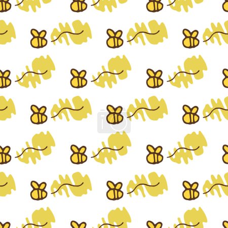Illustration for Cute bees hand drawn seamless pattern background - Royalty Free Image