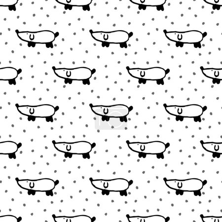 Illustration for Cute dogs hand drawn seamless pattern background, vector illustration - Royalty Free Image