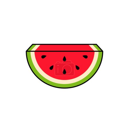 Téléchargez les illustrations : Fruit de pastèque frais icône isolée vecteur illustration design - en licence libre de droit