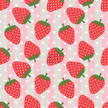 Téléchargez les illustrations : Modèle vectoriel sans couture de fraises - en licence libre de droit