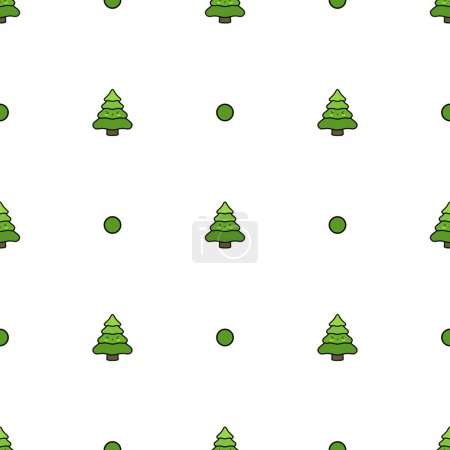 Illustration for Christmas Trees Seamless Pattern, Cute Pine Trees Background, Vector illustration - Royalty Free Image