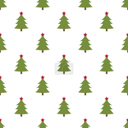 Illustration for Christmas Pine Trees Seamless Pattern Background, Vector illustration - Royalty Free Image