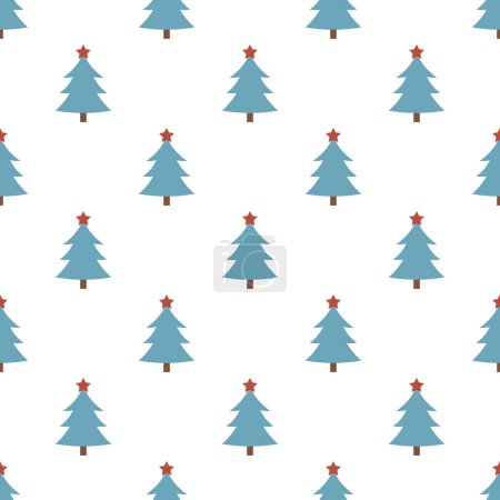Illustration for Christmas Pine Trees Seamless Pattern Background, Vector illustration - Royalty Free Image