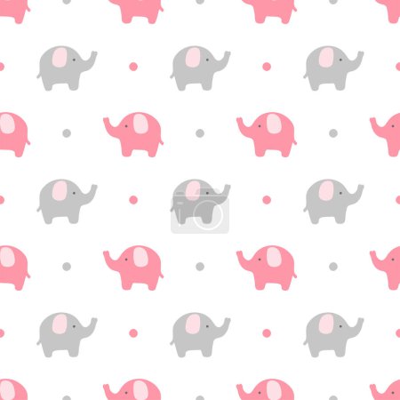 Illustration for Seamless Pattern with Elephants and Dots - Royalty Free Image