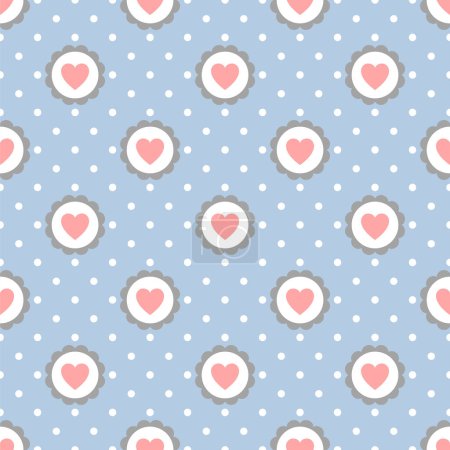 Illustration for Heart Seamless Pattern with Polka, Dot Vector Background - Royalty Free Image