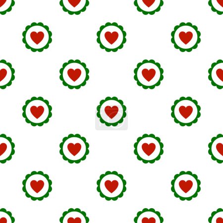 Illustration for Heart Seamless Pattern with Polka, Dot Vector Background - Royalty Free Image