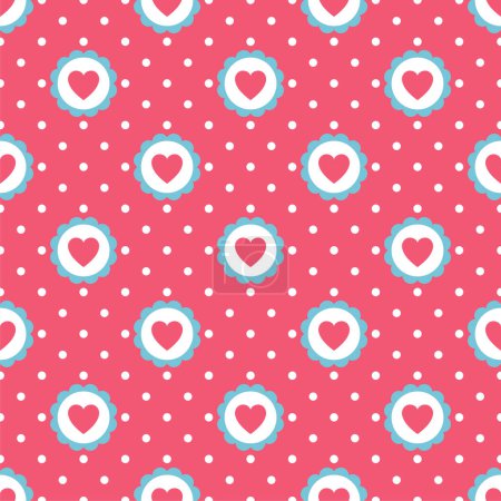 Ilustración de Patrón sin costura del corazón con polka, fondo del vector del punto - Imagen libre de derechos