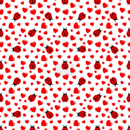 Illustration for Ladybugs seamless pattern, cartoon vector illustration background - Royalty Free Image