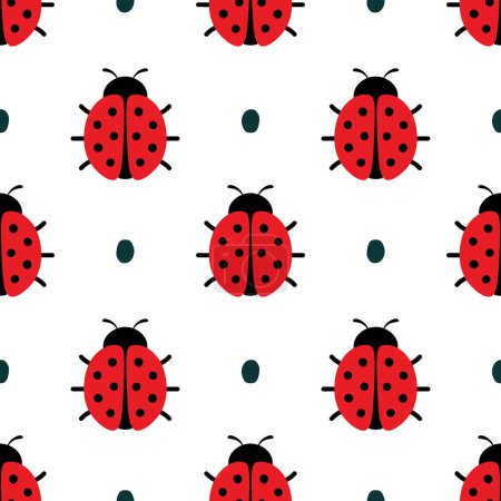 Illustration for Ladybugs seamless pattern, cartoon vector illustration background - Royalty Free Image