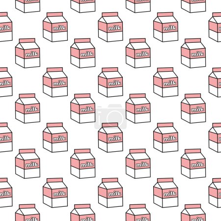 Illustration for Cartoon Cute Milk Seamless Pattern - Royalty Free Image