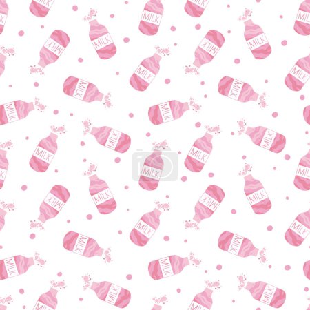Téléchargez les illustrations : Vecteur de motif sans couture de lait de fraise - en licence libre de droit