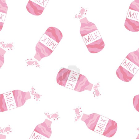 Illustration for Strawberry Milk Seamless Pattern Vector - Royalty Free Image