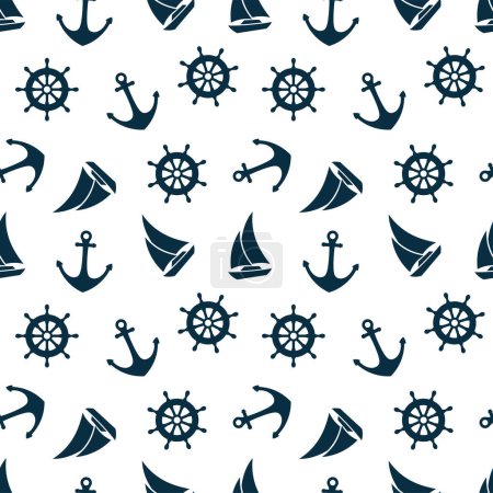 Illustration for Nautical Marine Seamless Pattern Background Vector - Royalty Free Image
