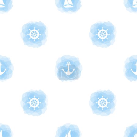 Illustration for Nautical Watercolor Seamless Pattern Background, Vector illustration - Royalty Free Image
