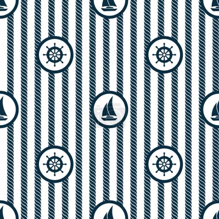 Illustration for Nautical Seamless Pattern with Ropes - Royalty Free Image