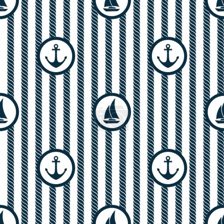 Illustration for Nautical Seamless Pattern with Ropes - Royalty Free Image