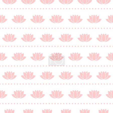 Illustration for Pink Lotus Flowers Seamless Pattern - Royalty Free Image