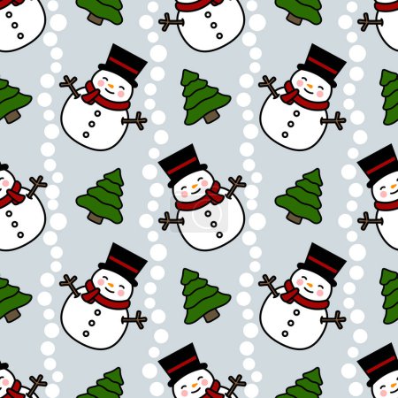 Illustration for Snowman Seamless Pattern Background, Christmas Vector illustration - Royalty Free Image