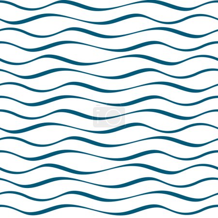 Illustration for Seamless Abstract Blue Waves Pattern - Royalty Free Image