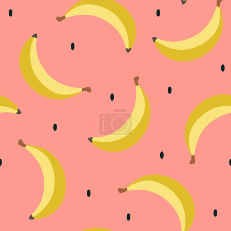 Illustration for Bananas seamless pattern, cartoon cute fruit vector illustration - Royalty Free Image