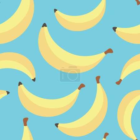 Ilustración de Patrón inconsútil de plátanos, ilustración lindo vector de fruta de dibujos animados - Imagen libre de derechos