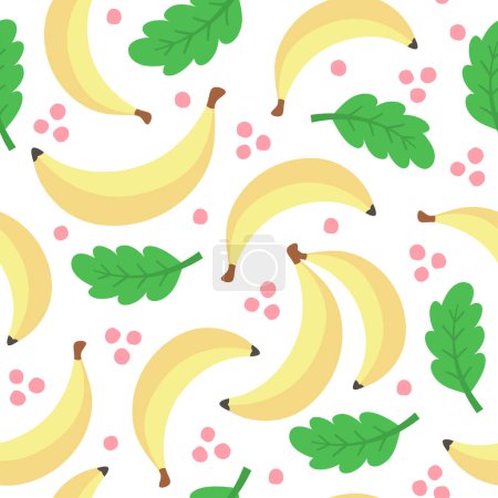 Téléchargez les illustrations : Modèle sans couture bananes, illustration vectorielle de fruits mignon dessin animé - en licence libre de droit