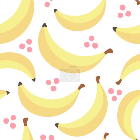Téléchargez les illustrations : Modèle sans couture bananes, illustration vectorielle de fruits mignon dessin animé - en licence libre de droit