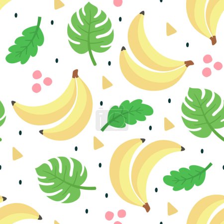 Ilustración de Patrón inconsútil de plátanos, ilustración lindo vector de fruta de dibujos animados - Imagen libre de derechos