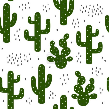 Illustration for Cactuses seamless pattern background, succulents modern texture, vector illustration - Royalty Free Image