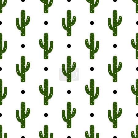 Téléchargez les illustrations : Cactus fond de motif sans couture, texture moderne succulente, illustration vectorielle - en licence libre de droit