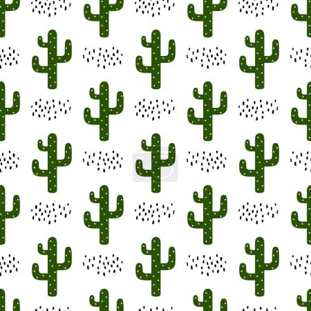 Téléchargez les illustrations : Cactus fond de motif sans couture, texture moderne succulente, illustration vectorielle - en licence libre de droit