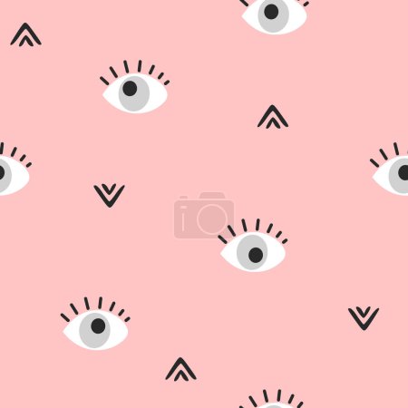 Illustration for Hand drawn eyes doodles seamless pattern background, modern design vector illustration - Royalty Free Image