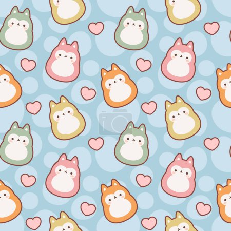 Illustration for Foxes kawaii silhouettes seamless pattern background, Vector illustration - Royalty Free Image
