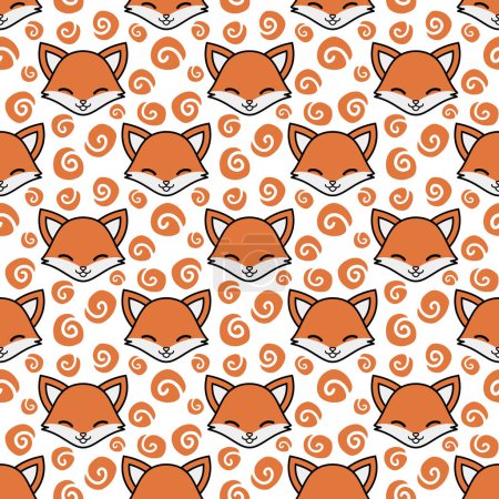 Illustration for Foxes Cartoon Seamless Pattern - Royalty Free Image
