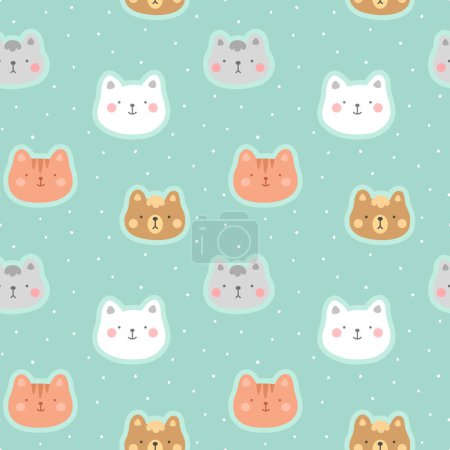 Ilustración de Gatos patrón sin costura, gatito vector ilustración - Imagen libre de derechos